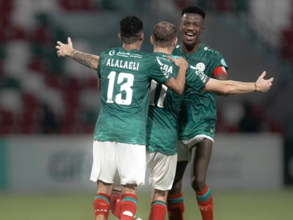 احتفال لاعبي الاتفاق بتسجيل هدف في مرمى كاظمة بدوري أبطال الخليج - 14 أكتوبر 2026 - X/@Ettifaq