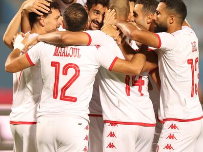 لاعبو تونس يحتفلون بعد تسجيل هدفٍ في شباك مصر خلال مباراة ودية - 12 سبتمبر 2023 - https://www.facebook.com/FTF.OFFICIELLE/