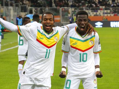 فرحة لاعبي السنغال بالتأهل إلى نهائي كأس أمم إفريقيا للمحليين - twitter/@CAF_Online