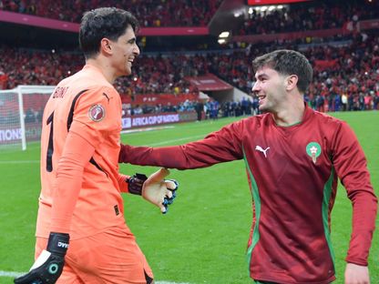 براهيم دياز وياسين بونو بعد فوز المغرب على نيجيريا في نصف نهائي كأس أمم إفريقيا - 15 يناير 2026 - X@EnMaroc