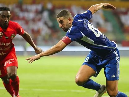 المغربي عادل تاعرابت قائد النصر الإماراتي في مواجهة شباب الأهلي في نصف نهائي كأس الإمارات - 1 مايو 2024 - X/ALNasrSC