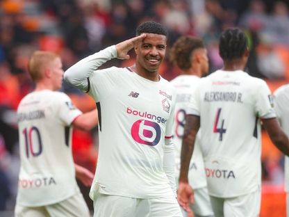 حمزة إيغامان يحتفل بأول أهدافه مع ليل بالدوري الفرنسي - 30 أغسطس 2025 - X/Ligue1