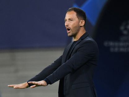 المدرب الإيطالي دومينيكو تيديسكو خلال لقاء لايبزيغ وشاختار دونتسك - 6 سبتمبر 2022 - REUTERS