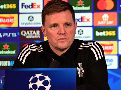 إيدي هاو مدرب نيوكاسل في مؤتمر صحفي قبل مواجهة برشلونة بدوري أبطال أوروبا - 9 مارس 2026 - X@NUFC