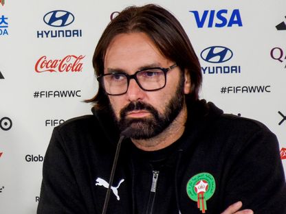 مدرب منتخب المغرب للسيدات رينالد بيدروس خلال مؤتمر صحافي أثناء كأس العالم للسيدات - 2 أغسطس 2023 - Twitter/@EnMaroc