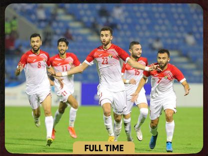 فرحة لاعبي المنتخب الأردني بالفوز ببطولة غرب آسيا - twitter/@JordanFA
