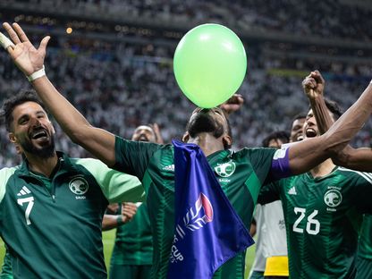 علي البليهي يحتفل بعد تسجيل هدف فوز السعودية على عمان في كأس آسيا - 16 يناير 2024 - X/@SaudiNT