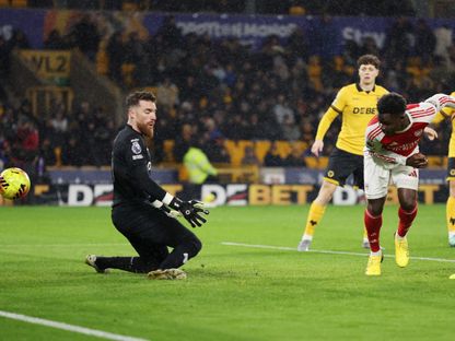 بوكايو ساكا يسجل برأسه لأرسنال أمام ولفرهامبتون - 18 فبراير 2026 - Reuters