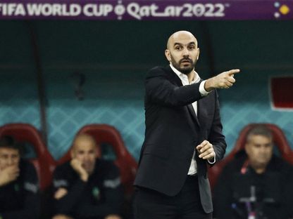 مدرب المغرب وليد الركراكي خلال المباراة ضد كرواتيا - 17 ديسمبر 2022 - Reuters 