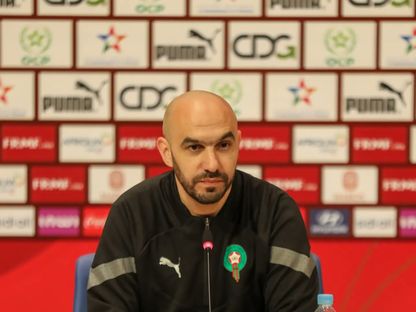 وليد الركراكي مدرب منتخب المغرب في مؤتمر صحفي - 13 مارس 2023 - twitter/EnMaroc
