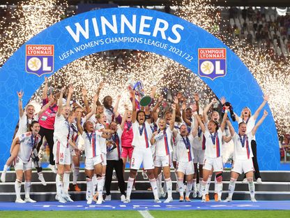 تتويج فريق ليون بلقب دوري أبطال أوروبا للسيدات - 21 مايو 2022 - TWITTER/@UWCL