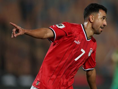 محمود تريزيغيه يسجل هدفاً لمصر في مرمى جيبوتي بتصفيات كأس العالم 2026 – 16 نوفمبر 2023 - Reuters 