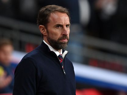 مدرب منتخب إنجلترا جاريث ساوثغيت خلال المباراة الودية مع كوت ديفوار - 29 مارس 2022 - AFP