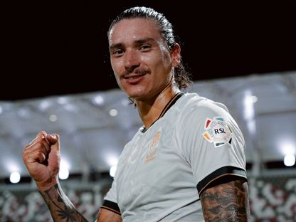 احتفال داروين نونيز مهاجم الدرعية بعد الفوز على الاتفاق بالدوري السعودي - 29 أغسطس 2026 - X/@diriyahclub