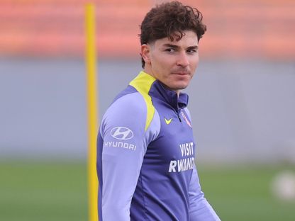 خوليان ألفاريز في تدريبات أتلتيكو مدريد قبل مواجهة ريال مدريد - 21 مارس 2026 - X@Atleti