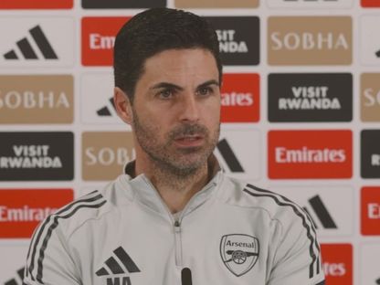 ميكيل أرتيتا مدرب أرسنال في مؤتمر قبل لقاء مانشستر سيتي في الدوري الإنجليزي - 17 أبريل 2026 - x@Arsenal