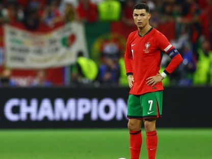 البرتغالي كريستيانو رونالدو خلال مباراة سلوفينيا بدور الـ16 في يورو 2024 - 1 يوليو 2024 - ٌReuters