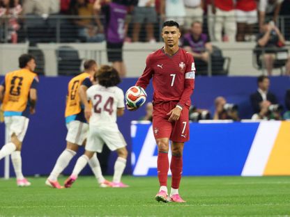 رونالدو يتحسر بعد هدف إسبانيا ضد البرتغال في كأس العالم - 6 يوليو 2026 - Reuters