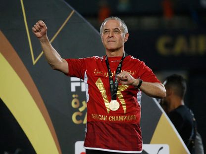 مدرب الأهلي مارسيل كولر يحتفل بعد الفوز على الترجي في إياب نهائي دوري أبطال إفريقيا - 25 مايو 2024 - Reuters