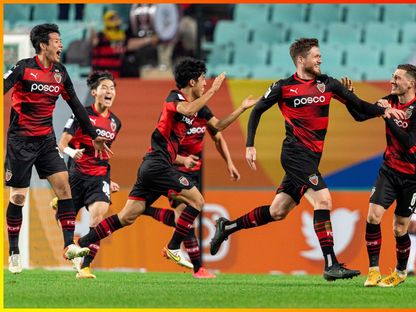 فرحة لاعبي بوهانج ستيلرز بعد التأهل لنهائي دوري أبطال آسيا - TWITTER/@TheAFCCL