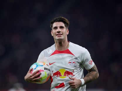المجري دومينيك سوبوسلاي لاعب لايبزيغ بمواجهة بوروسيا دورتموند في كأس ألمانيا - 5 أبريل 2023 - AFP