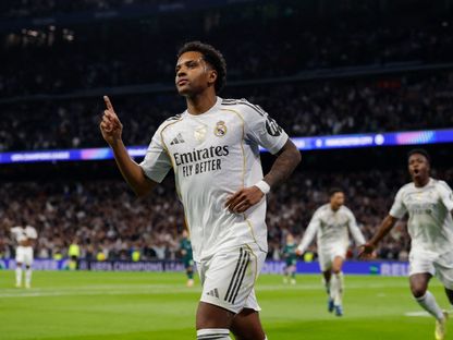 رودريغو يحتفل بهدفه في مباراة ريال مدريد ومانشستر سيتي بدوري أبطال أوروبا - 12 ديسمبر 2025 - Reuters