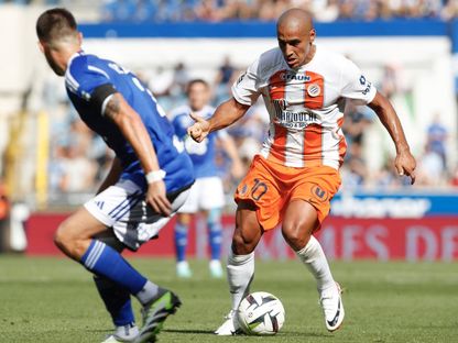 التونسي وهبي الخزري مهاجم مونبلييه في مباراة فريقه أمام ستراسبورغ - 17 سبتمبر 2023 - twitter/MontpellierHSC