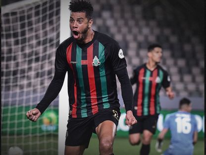 حمزة خابا لاعب الجيش الملكي يحتفل بهدفه في مرمى شبيبة القبائل بدوري أبطال إفريقيا - 31 يناير 2026 - FB/@ Association Sportive des Forces Armées Royales - ASFAR