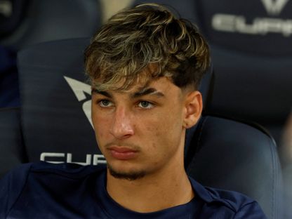 غيلي فرنانديز اللاعب الشاب لنادي برشلونة خلال مواجهة خيتافي في الدوري الإسباني - 25 سبتمبر 2024 - REUTERS