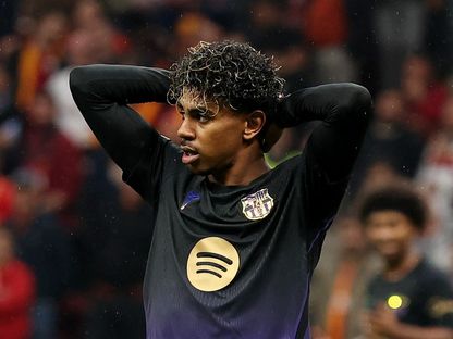 لاعب برشلونة لامين يامال خلال مباراة غلطة سراي في دوري أبطال أوروبا - 13 أكتوبر 2026 - Reuters