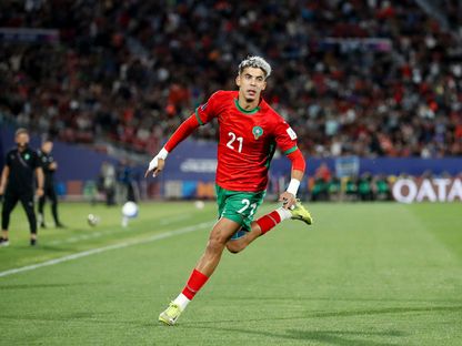 ياسر الزابيري بعد تسجيله هدفاً للمغرب في مرمى الأرجنتين بنهائي كأس العالم للشباب تحت 20 عاماً - 20 أكتوبر 2025 - REUTERS