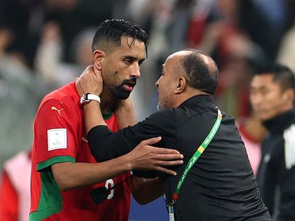 ربيع حريمات نجم المغرب في مباراة الأردن بنهائي كأس العرب - 18 ديسمبر 2025 - Reuters