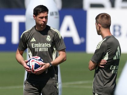 تشابي ألونسو خلال تدريب ريال مدريد - 15 يونيو 2025 - Reuters