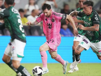 ليونيل ميسي خلال مباراة بين إنتر ميامي وكلوب ليون في كأس الدوريين الأميركي والمكسيكي - 12 أغسطس 2026 - reuters