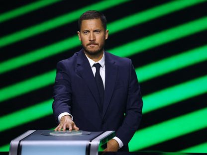 البلجيكي إيدين هازارد خلال قرعة مسابقة الدوري الأوروبي "يوروباليغ" - 29 أغسطس 2025 - Reuters