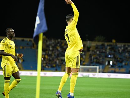 احتفال كريستيانو رونالدو نجم النصر بهدفه في مرمى النجمة بالدوري السعودي - 25 فبراير 2026 - X/@aawsat_spt
