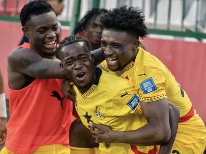احتفال لاعبي غانا بتسجيل هدف في مرمى إفريقيا الوسطى بتصفيات كأس العالم 2026 - 8 أكتوبر 2025 - X/@GhanaBlackstars