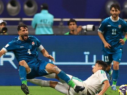 سعد ناطق لاعب منتخب العراق في مباراة الجزائر في كأس العرب - 9 ديسمبر 2025 - Reuters