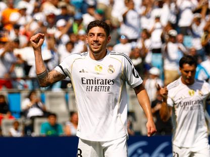 فيديريكو فالفيردي لاعب ريال مدريد يحتفل بهدفه على باتشوكا بكأس العالم للأندية 2025 - 22 يونيو 2025 - Reuters