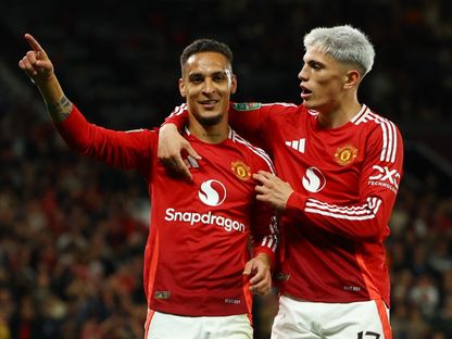 غارناتشو وأنتوني من مباراة مانشستر يونايتد وبارنسلي بكأس الرابطة الإنجليزية - 17 سبتمبر 2024 - Reuters