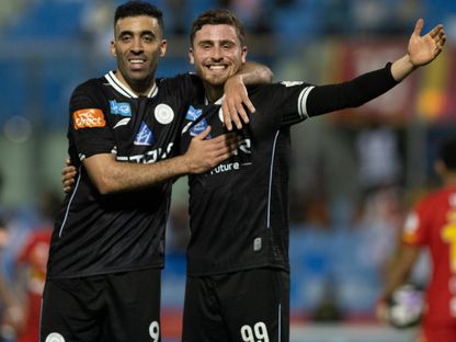 احتفال لاعبي الشباب بتسجيل هدف في مرمى القادسية بالدوري السعودي - 15 أبريل 2026 - X/@SPL