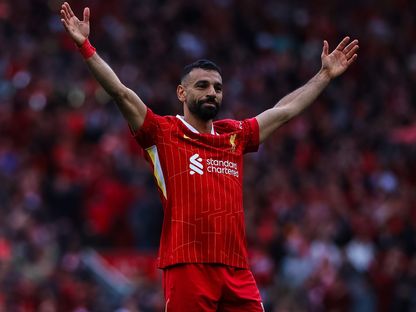 محمد صلاح نجم ليفربول يحتفل بهدفه أمام كريستال بالاس بالدوري الإنجليزي - 25 مايو 2025 - x@LFC