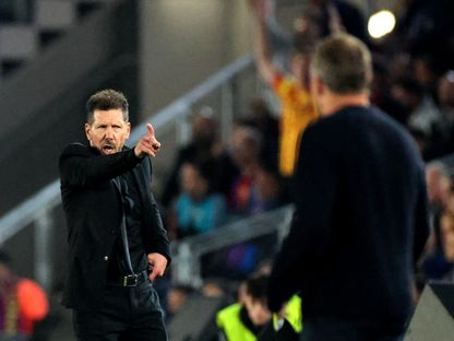 دييغو سيميوني مدرب أتلتيكو مدريد خلال لقاء برشلونة بربع نهائي دوري أبطال أوروبا - 8 أبريل 2026 - Reuters