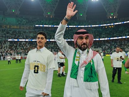 الأمير عبد العزيز بن تركي الفيصل وزير الرياضة السعودي يحتفل بتأهل المنتخب السعودي إلى كأس العالم 2026 - 14 أكتوبر 2025 - arriyadiyah.com