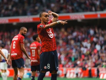 إيثان مبابي يحتفل بأول أهدافه في الدوري الفرنسي بمباراة ليل وتولوز - 14 سبتمبر 2025 - x/losclive