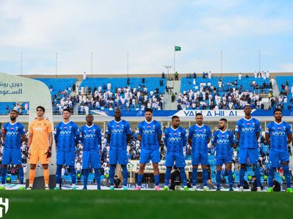 لاعبو نادي الهلال قبل انطلاق مباراة الرياض - 9 مارس 2024 - X/@Alhilal_FC