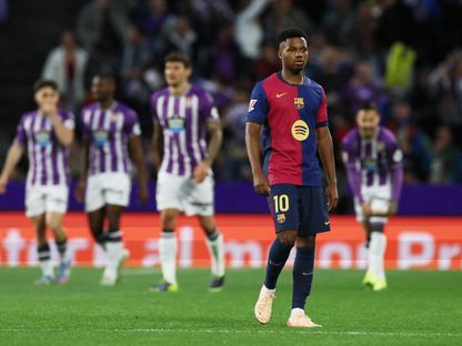 لاعب برشلونة أنسو فاتي خلال مباراة ريال بلد الوليد في الدوري الإسباني - 3 مايو 2025 - Reuters