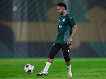 سالم الدوسري خلال تدريب السعودية قبل مواجهة أستراليا - 8 يونيو 2025 - X/@SaudiNT