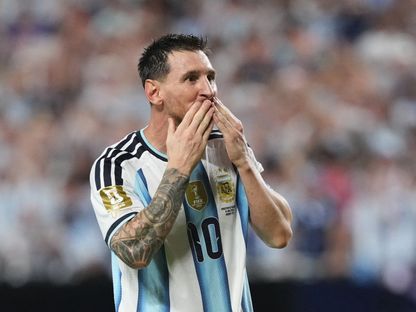 ليونيل ميسي بعد تسجيله هدفاً ثالثاً للأرجنتين في مرمى الجزائر بكأس العالم - 16 يونيو 2026 - IMAGN IMAGES via Reuters