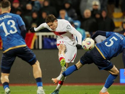 كينان يلدز يسدد في لعبة هدف تركيا أمام كوسوفو في نهائي الملحق الأوروبي المؤهل لكأس العالم - 31 مارس 2026 - Reuters